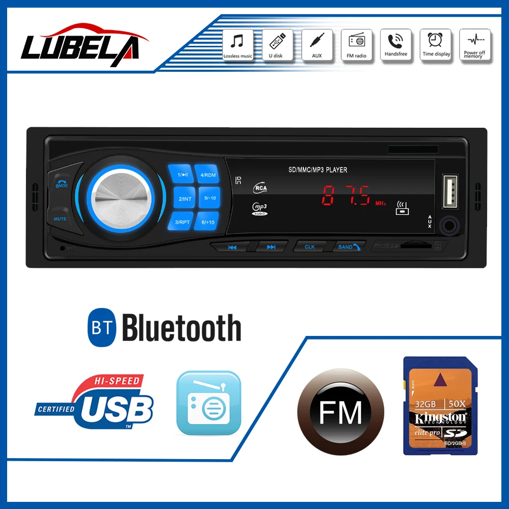 Авторадио с Bluetooth 12 В автомобильное стерео радио FM Aux вход приемник SD USB In-dash 1 din