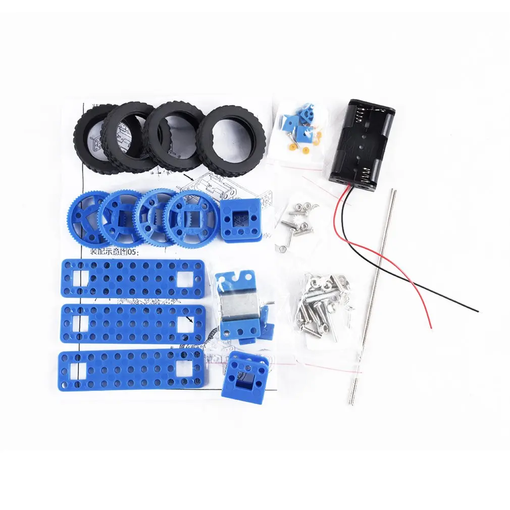 

Diy Technology Production Assembled Toy Small Rubber Wheel Two Drive Car 30