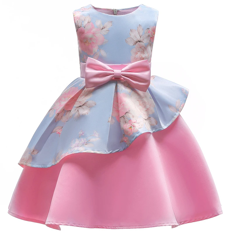 

2-10 year Children Clothing clothes Kids girl stripe bow Princess Dress for Girl Party Birthday Festive pink flower girl dresses