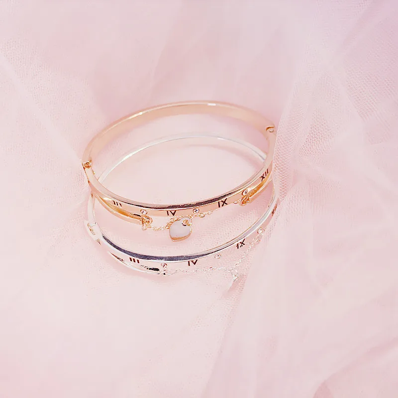 Luxury Bracelets& Bangles Famous Brand Jewelry Rose Gold Stainless Steel Female Heart Forever Love Charm Bracelet For Women