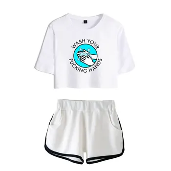 

Wash Your Facking Hands Harajuku Printed I Survived The Toiletpaper Shortage of 2020 Two Piece Set Fashion Women Summer Sets