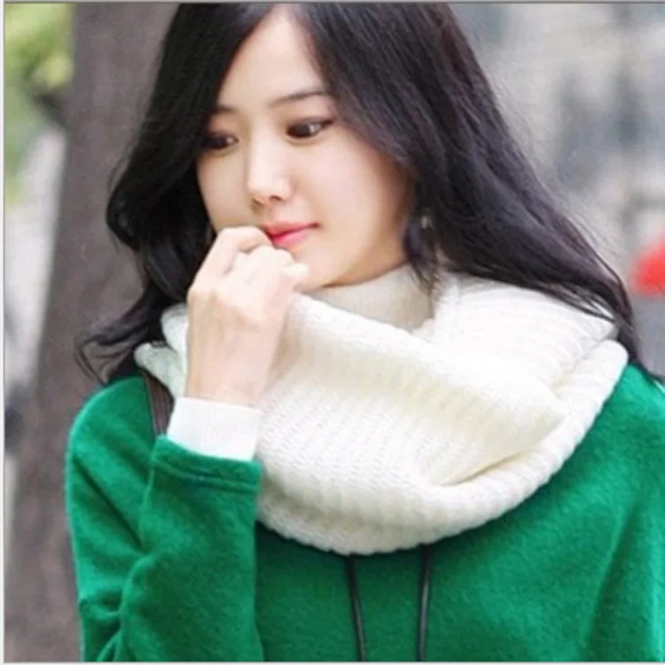 

12 Colors Knitted Circle Wool Scarf Shawl Acrylic Winter Warm Scarves Pashmina Large Long Scarf Shawl