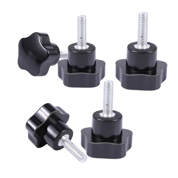 

5 Pcs 6mm Dia Male Thread Plastic Five Pointed Star Knob Replacement