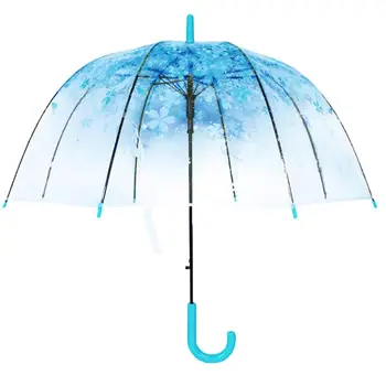 

8 Ribs Umbrella Windproof Fashion Transparent Cherry Blossoms Dome Shape Birdcage Windproof Stick Umbrella Long-Handle Umbrella