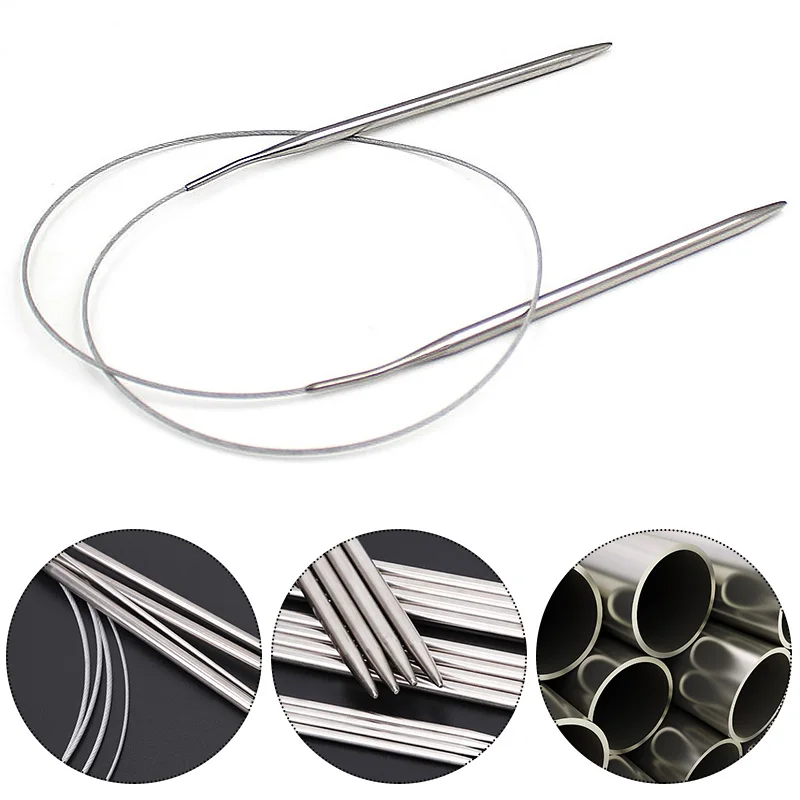 Extended Ring Needle 43/60/120cm Wire Rope Stainless Steel Sweater Pin 6 - 16 Knitting Tool Crochet | Дом и сад