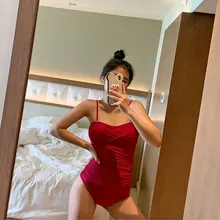 Купальник из двух частей со стальным топом, черный, красный, Одноцветный, пляжный купальник, Женский облегающий купальник, набор бикини