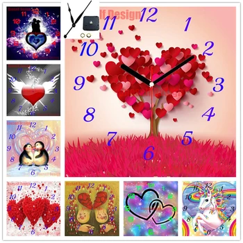 

top popular diy diamond cross stitch embroidery clock lover herat daimond painting diamond embroidery diamond embroidery nature