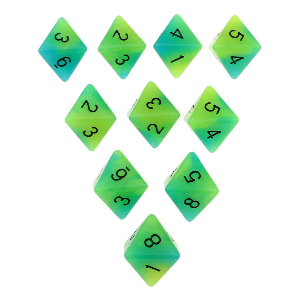10pcs 8-Sided Dice Set Bright Colors 18 mm for Games Casino Gifts Teaching Dice Set 8 Sided Board Dices 