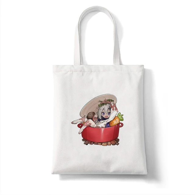 Canvas Bag Shopper Bag Genshin Game Kawaii Anime Shopping Bags Handbags Shoulder Bag Casual Handbag Women High Capacity Eco Bag B360A
