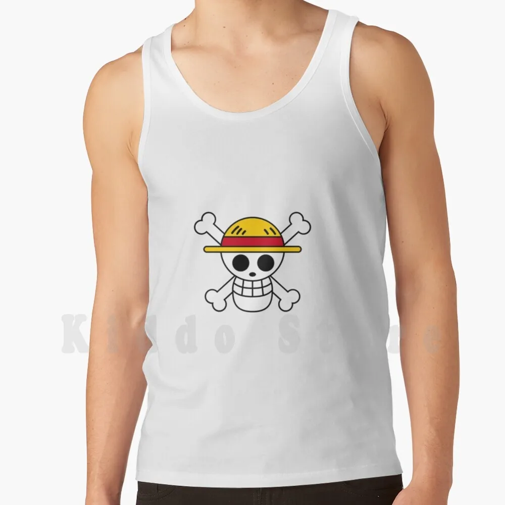 Jolly Roger Canotte Gialle Gilet 100% Cotone Manga Anime Shonen Shonen Jump Jolly Roger Pirate Piratation Jolly Roger