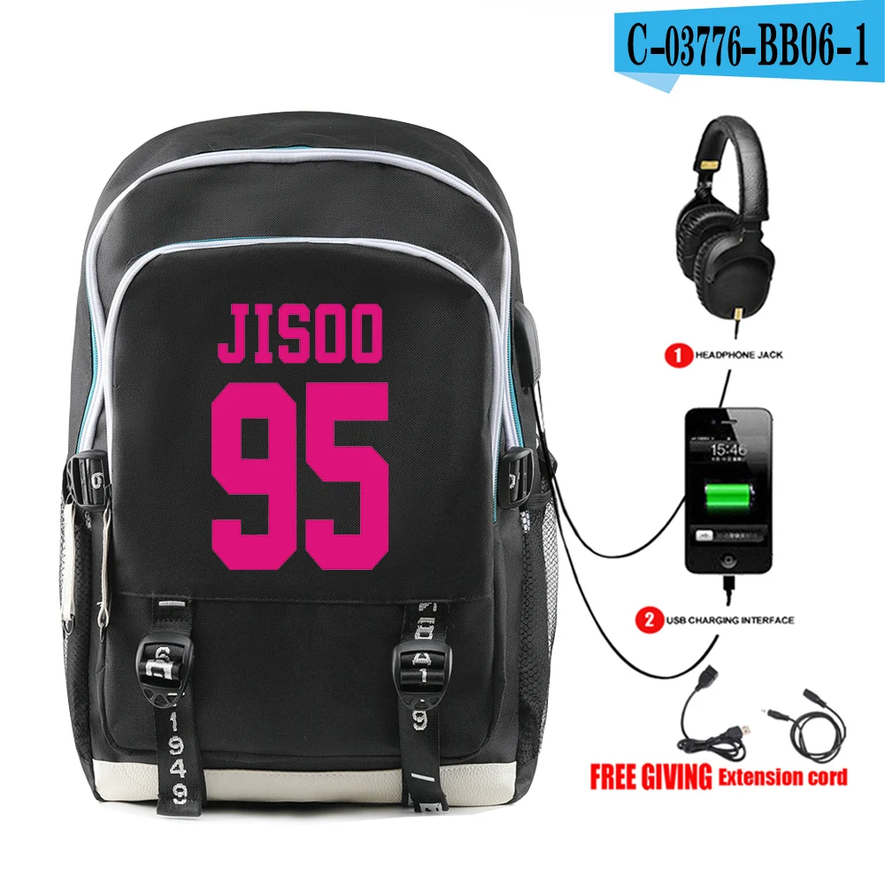 Kpop BTS сумка для женщин/мужчин мочила Harajuku usb ноутбук рюкзак змеиной кожи сумки на плечо для активной деятельности, Студенческая, для путешествий, рюкзаки, школьные сумки - Цвет: black