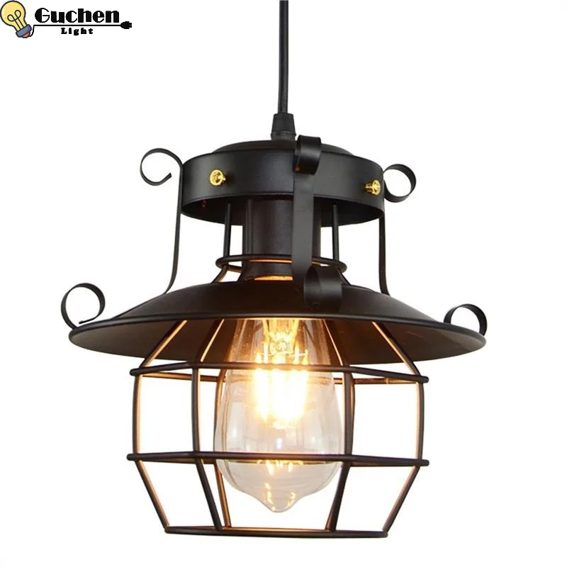 Vintage Industrial Retro black Pendant Lights Foyer Room bedside Kitchen garden Corridor villa Cafe Hanging Lamps Fixtures LED