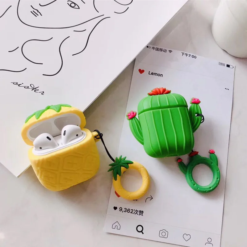 Чехол Kawaii с ананасом для Airpod чехол Airpods Pro 3 2 1 брелок кольцо ключей аксессуары