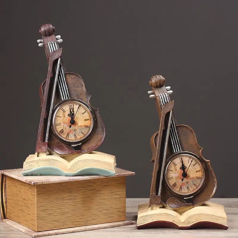 Настольные украшения европейские Простые Украшения скрипка креативные ретро-книга часы изделия из смолы подарочные украшения для дома