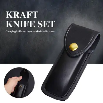 

Poniard Sleeve Portable Durable Black Leather Hunting Sheath Cover Tactical Outdoor Tool Pouch Bags Folding Knife Case