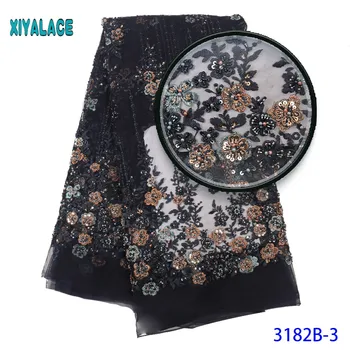 

3d French Lace Fabric High Quality African Handmade Beads Lace Fabric Party Dress Embroidery Nigerian Lace 3182b