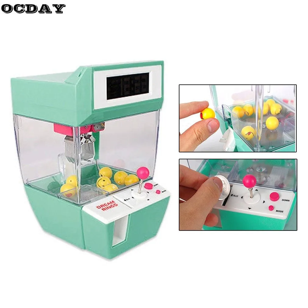 amazing  Coin Operated Candy Grabber Doll Balls Catcher Board Game Fun Toys Mini Crane Claw Machine With Ala