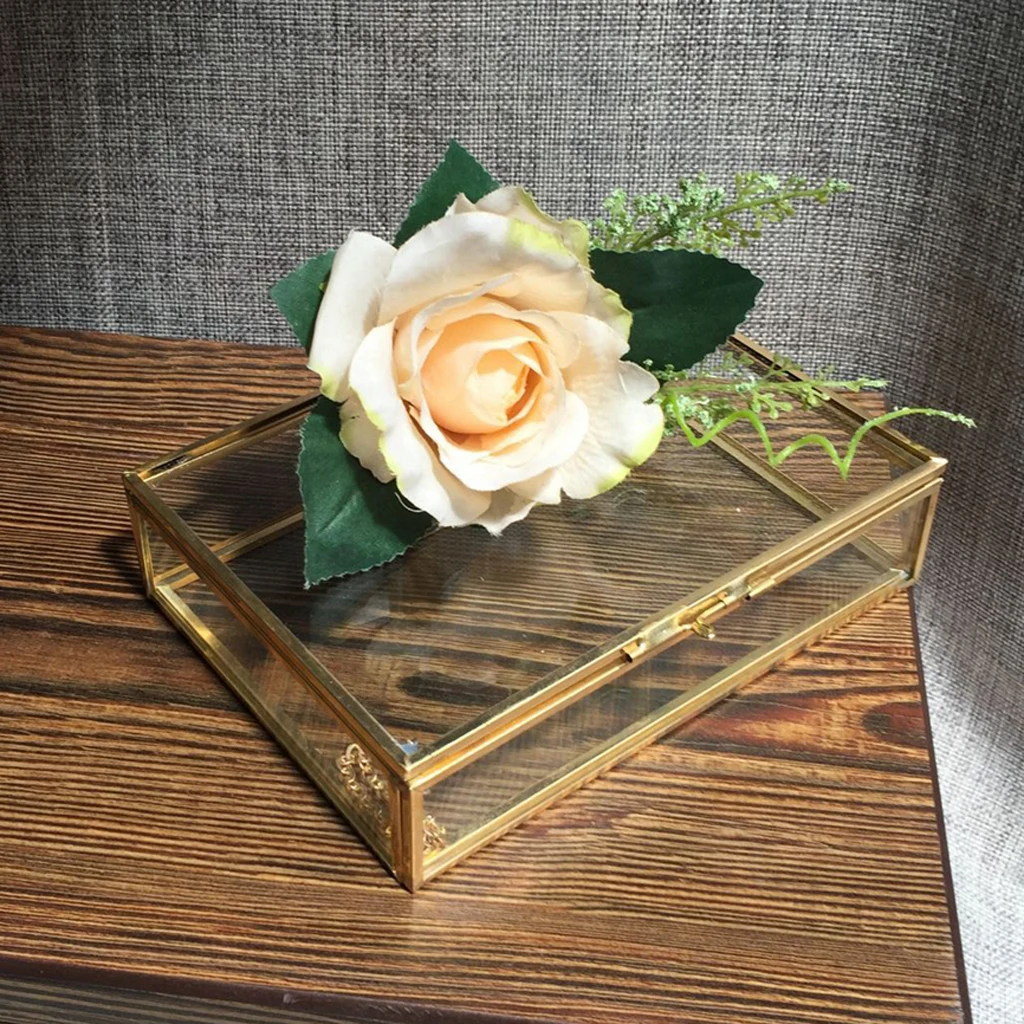 Glass House Terrarium Geometric Container Planter Wedding Card Box Candle Table Decor - 13 x 13 x 8cm