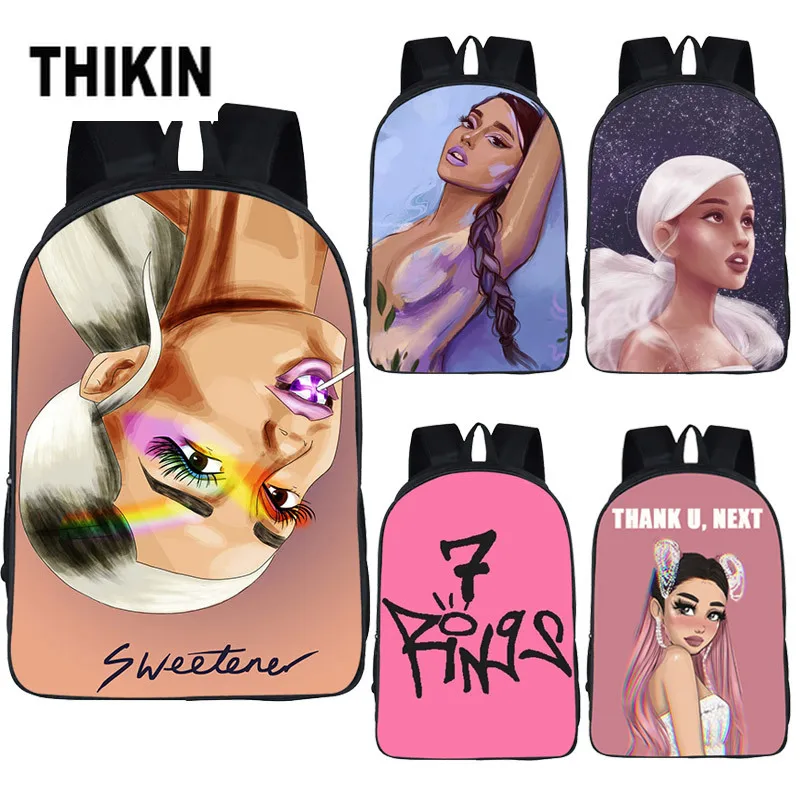 

THIKIN Ariana Grande 2019 Print Fashion Backpack for Teenagerr Boys Girls 7 Rings Pattern School Bags Student Daypack Wholesale