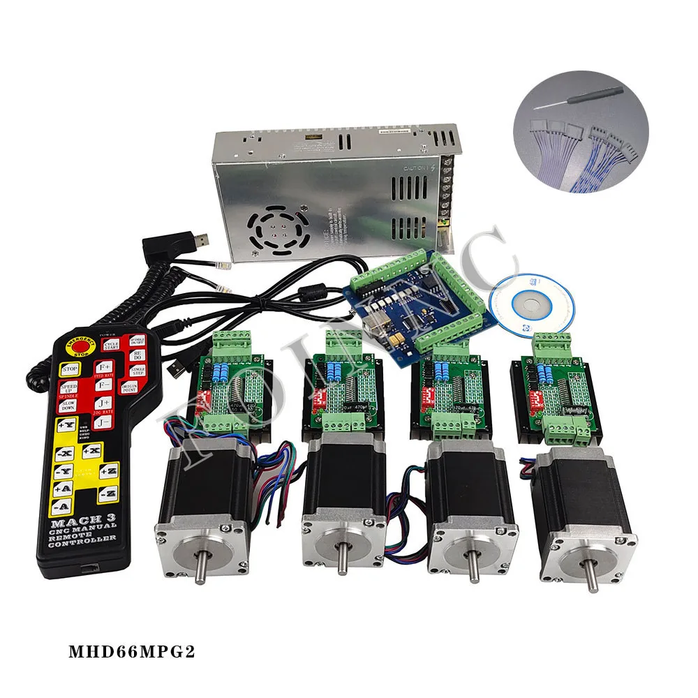CNC 컨트롤러 세트, 4 축, 4 TB6600, Nema23 스테퍼 모터 컨트롤러, sys 전원 전자 스티어링 휠 제어, 프로모션