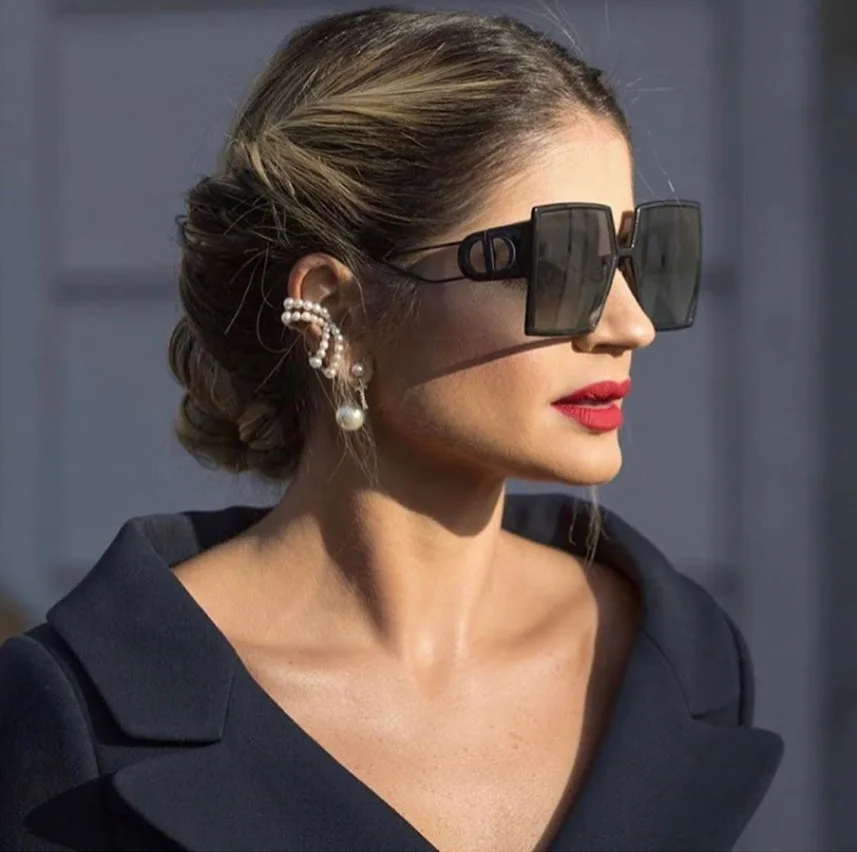 Feishini 2022 Fashion Oversized Sunglasses Women Luxury Brand Designer Original High Quality Glasses Shades For Women Vintage