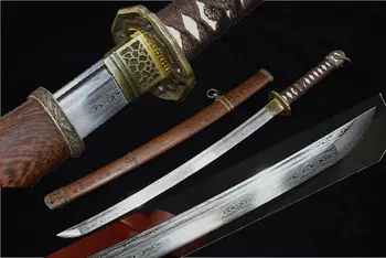 

Handmade Military Japanese Sword Saber Sharp Folded Damascus Steel Blade Samurai Katana Wakizashi Full Tang Can Be Cut Bamboo