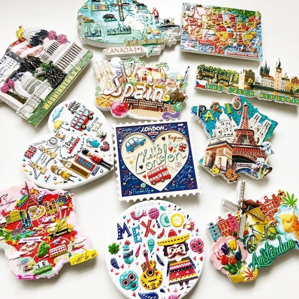 BABEMEMI USA Canada Japan Mexico Italy Australia Thailand London New York Fridge Magnets Souvenir Refrigerator Magnetic Sticker|Магниты на