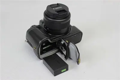 Из искусственной кожи чехол камера сумка коробка для Canon EOS M6 M6II M6 Mark ii половина тела Набор защитная крышка с отверстием батареи - Цвет: PU Leather