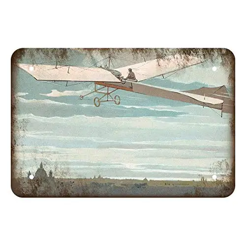 Nobrand Aeroplano Targhe In Metallo Targhe In Metallo Decorazioni Murali Retro Vintage Aereo Segno House Cafe Snack Shop Bar Pub 8X12 Pollici Decorazi