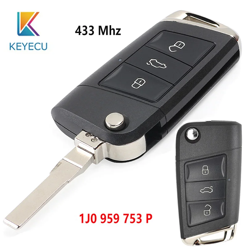 KEYECU Golf 7 Стильный дистанционный Автомобильный ключ 433 МГц 1J0 959 753P для V* W Golf Sharan Passat 1998-2004, сиденье: Leon, Toledo 1999-2001