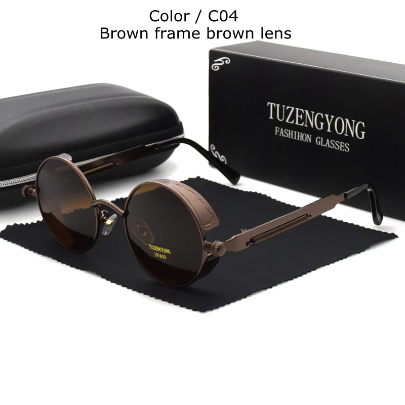 2019 Gothic Steampunk Sunglasses Polarized Women Brand Designer Men Vintage Round Metal Frame Sun Glasses High Quality UV400 big square sunglasses