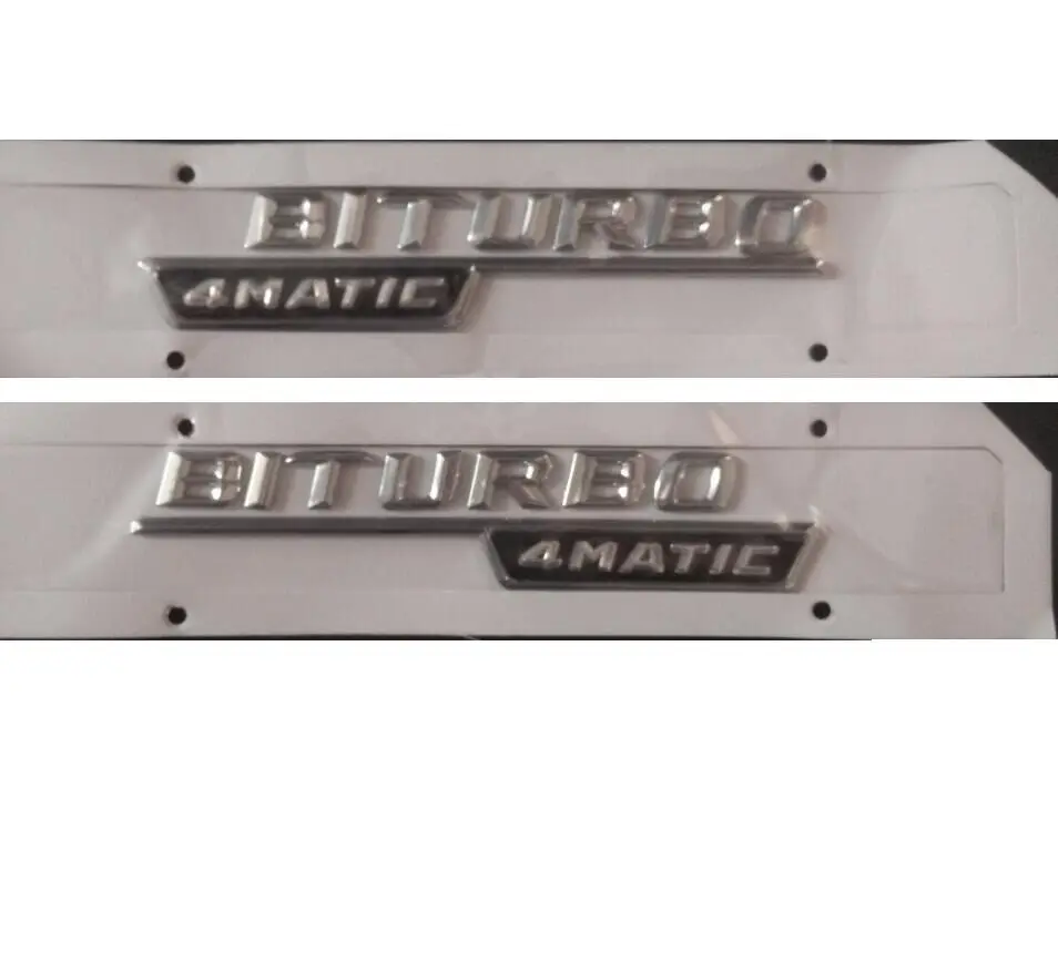 shiny silver Хром для BITURBO 4matic буквы стороны эмблемы значки 2 шт. для Mercedes - Цвет: shiny silver