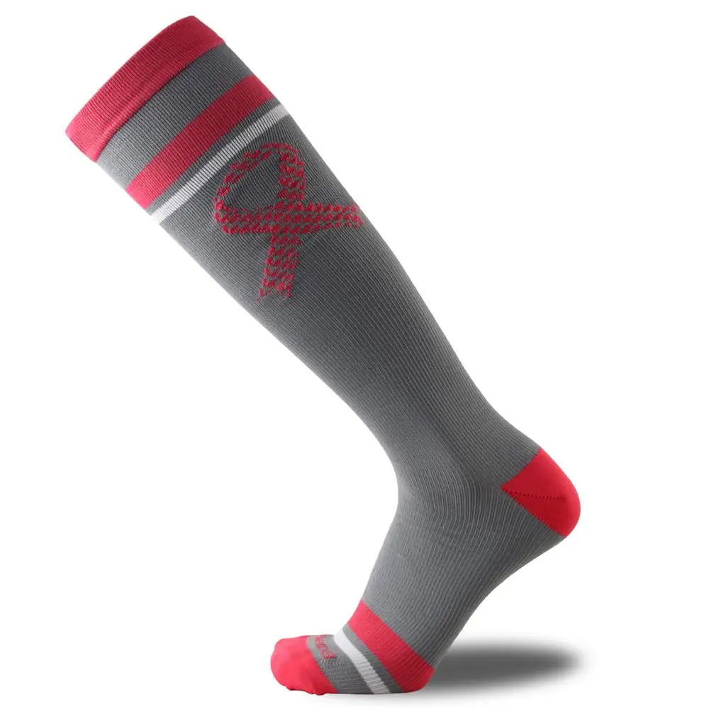 Multi-color Women Men Long Thigh High Socks Compression Stretch Socks Outdoor Party Funny Elastic Nursing Calf Socks Female - Цвет: Gray