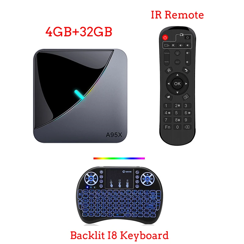 LEMFO светильник RGB tv Box 8K S905 X3 A95X F3 Air Android 9,0 Поддержка IP tv 4 Гб Ram 64 ГБ Rom Wifi Bluetooth Youtube Android tv Box - Цвет: 4GB 32GB Backlit i8