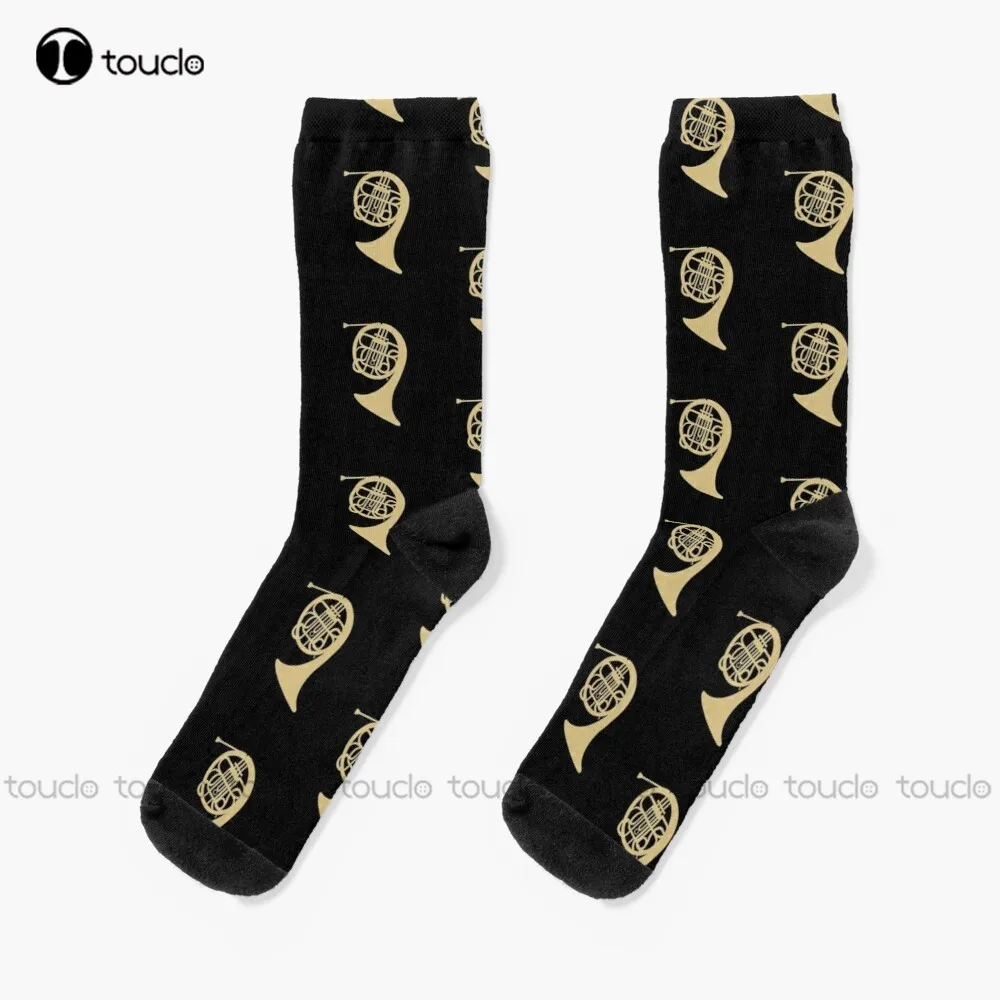 

French Horn Music Horn Musician French Horn Player Golden Musician Socks Bulk Socks Personalized Custom 360° Digital Print