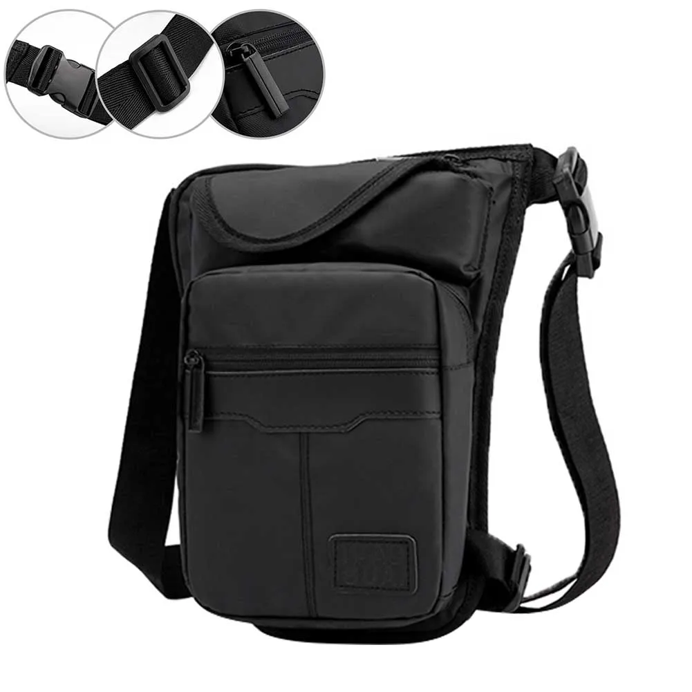 Black Men Riding Outdoor Sport Running Large Capacity Waterproof Wear Resistant Bicycle Elastic Adjustable Strap Crossbody Leg Bag - Цвет: Black