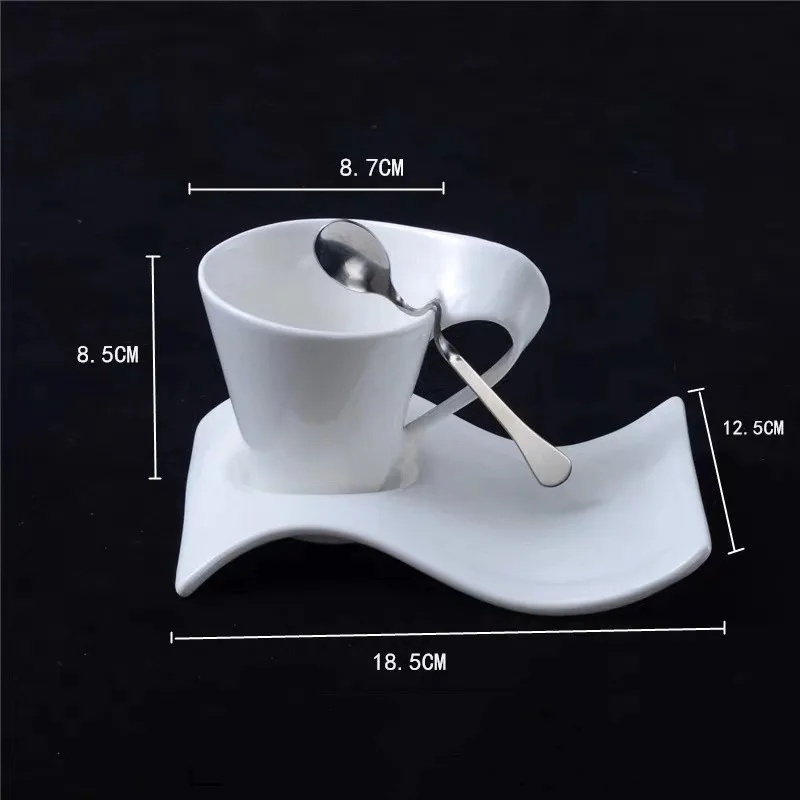 Creative wavy ceramic fancy coffee cup and saucer set European small luxury  couple 200ml coffee cup - AliExpress