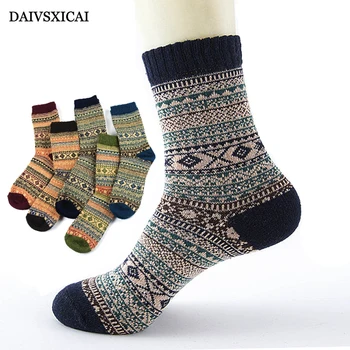 

3Pairs/lot=6pieces Autumn Winter Retro Rabbit Wool Socks Fashion Male Comfortable National Wind Mens Warm Socks