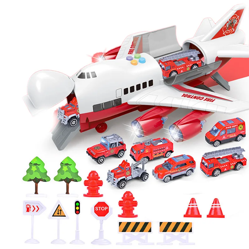 Музыкальная история симулятор трек инерции детская игрушка для хранения самолета пассажирский самолет полицейский пожарно-спасательный автомобиль для маленького мальчика