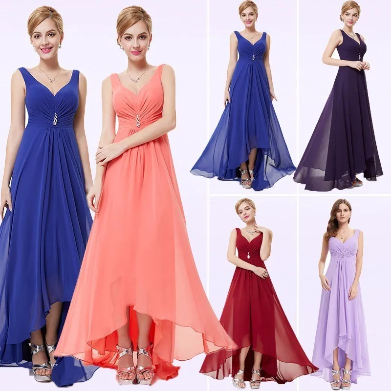 

2020 Summer Europe And America V-neck Chiffon Elegant Bridesmaid Dress Chorus Costume