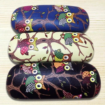 

2020 Mini Owl Animal Pattern Glasses Box Case PU Leather Eyewear Box Portable Folding Hard Case Eyewear Protector Box