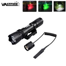 Тактический зеленый/красный/белый светодиодный светильник-вспышка для охоты на рельсах, установленный фонарь 219 ярд, оружейный светильник с дистанционным переключателем давления, без аккумулятора