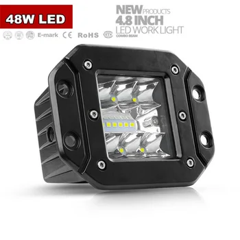 

Shockproof LED Work Light 48W Off road Lamp White+Amber Flashing 6000K