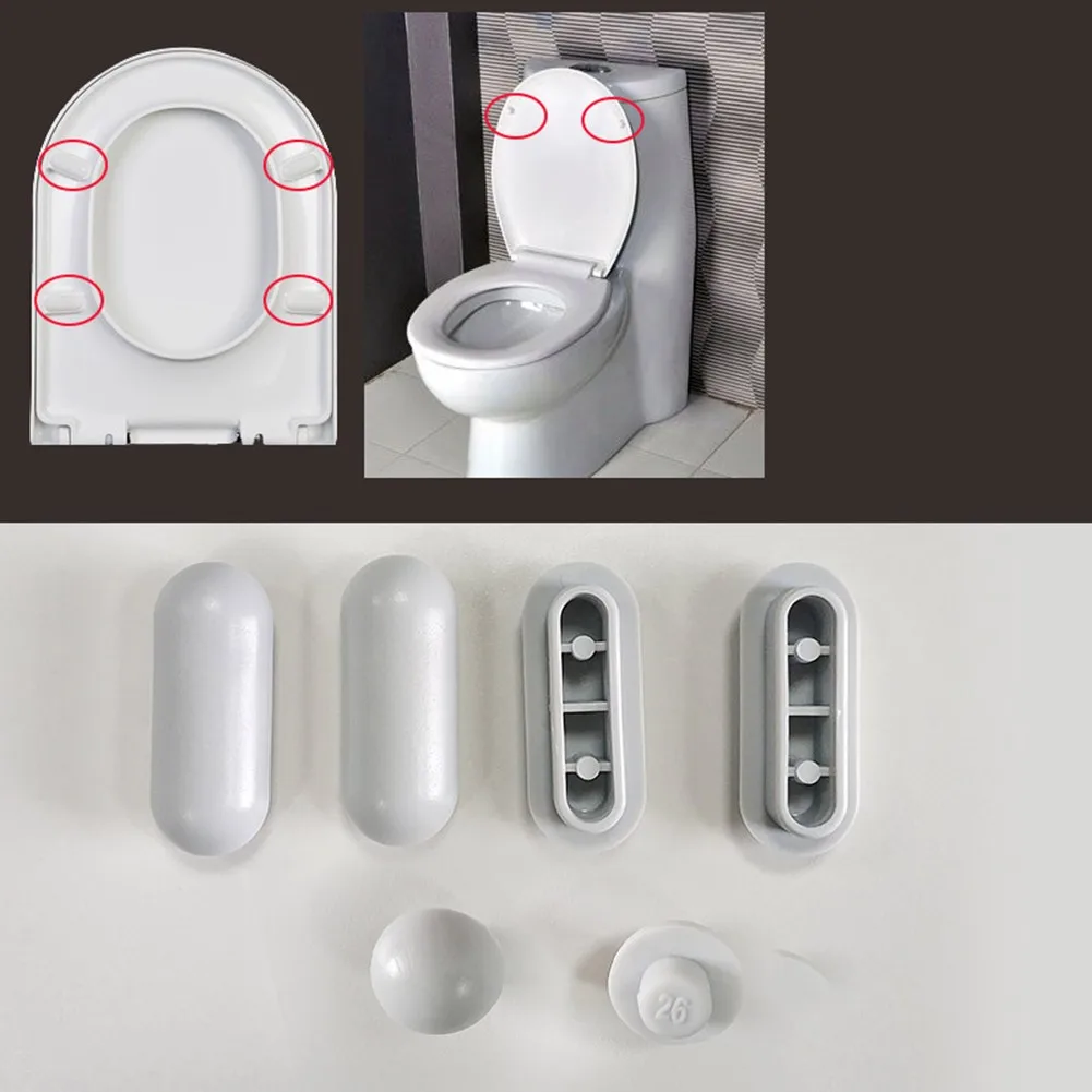 6Pcs Universal Toilet Seat Buffers Pack EVA Stop Bumper Shock Absorption Round Long Rubber Pad Toilet Cover Cushion
