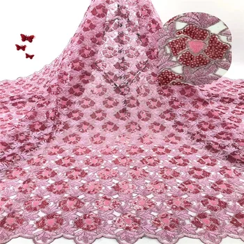 

Madison Latest Fashion Organza Lace Fabric With Sequins 2019 High Quality African Net Lace Fabric Lace Fabric For Party Dress