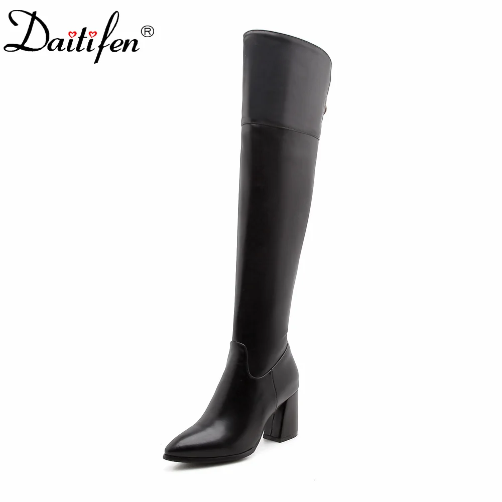 

Daitifen Brandy 2022 Women Over The Knee High Heels Boots Lady Sexy Cosplay Shoes Square Toe Heels Botas Botines Para Mujeres