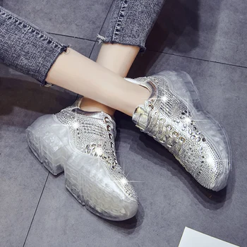

2020 New Women Shoes Sneakers Shiny Sock Shoes Woman Fashion Comfortable Casual Loafers Shoes Slip On Female Vulcanize Shoes