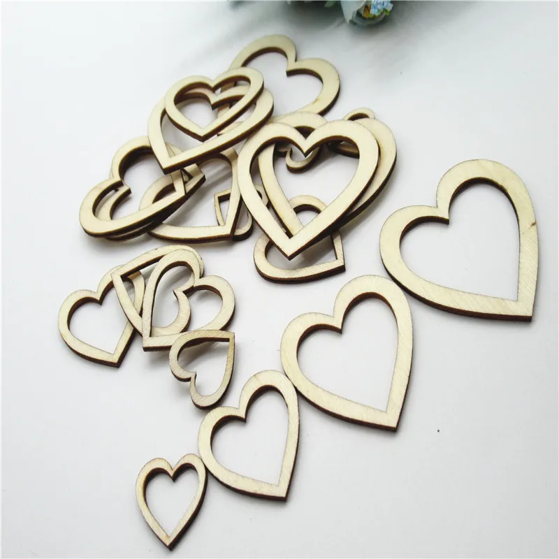 20/50pcs2-5cm натуральный смешанный размер в форме сердца имеют отверстие шаблон дерева скрапбукинг ручной работы Carft для украшения дома diy DQ27