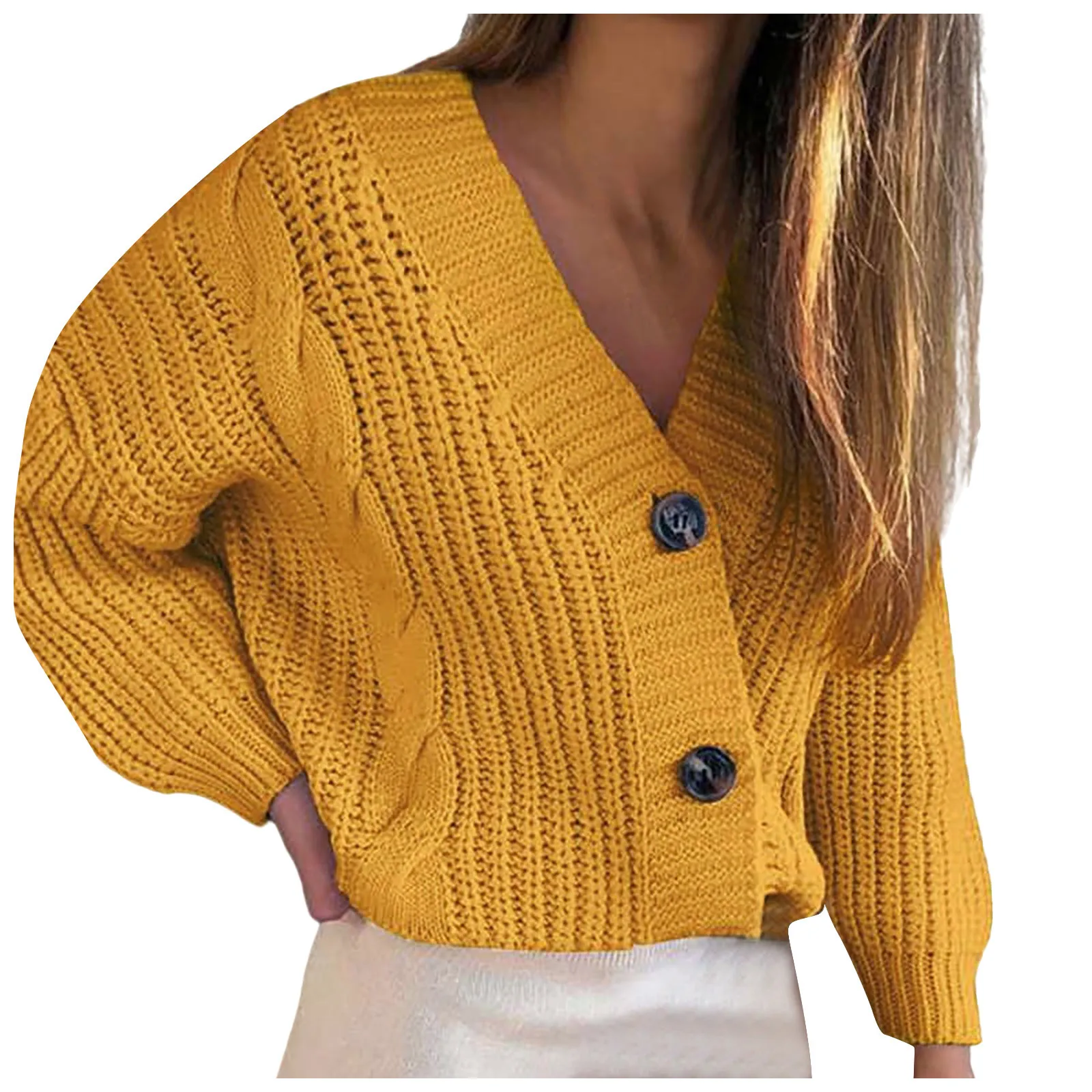 Women's Loose V-neck Large Size Buttons Cardigan Thick Line Sweater Blouse Multicolor Knitting Sweater Fit Women Pullovers 2021 2
