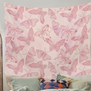 

Pink Butterfly Tapestry INS Tapestry Pink Tenure Hippie Tapestry Indian Elephant Boho Decor Background Wall Cloth Tapestries